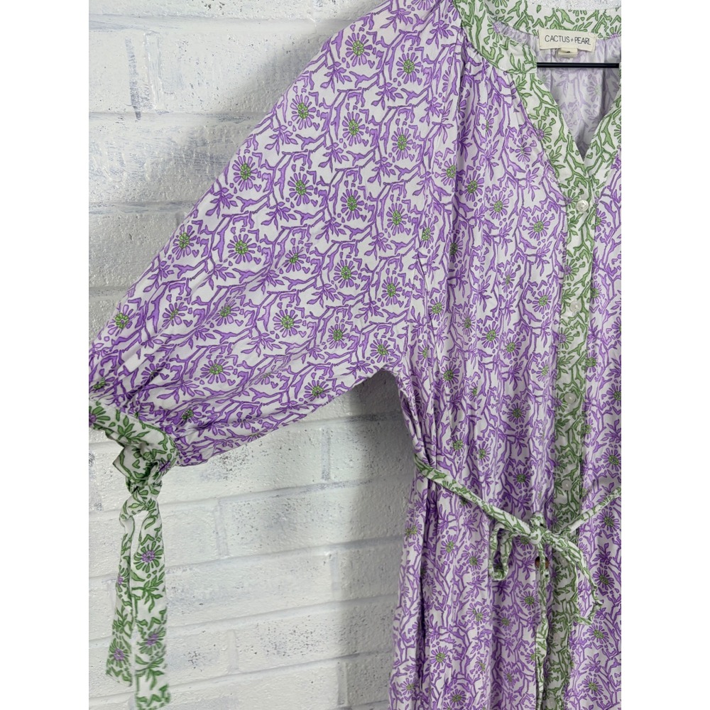 Cactus + Pearl Maxi Dress Womens S Purple Floral Tiered Peasant Boho Cottagecore - Picture 12 of 14